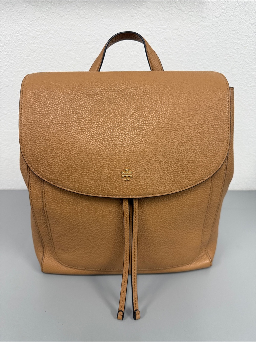 Tory Burch Cognac Pebbled Leather Backpack